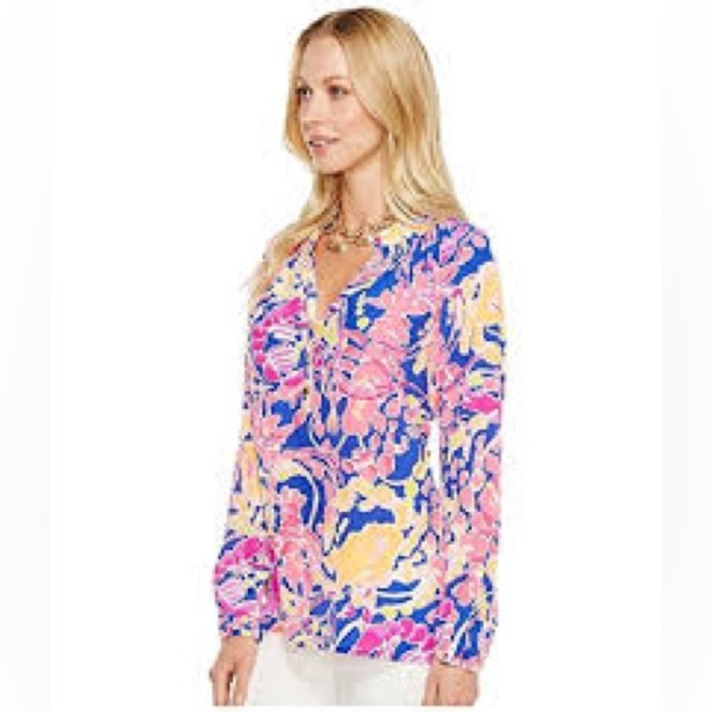 Lilly Pulitzer Elsa Top in ‘Catch and Release’ 100% Silk- Small